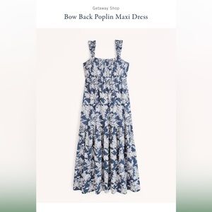 AF Bow Back Poplin Maxi Dress - blue floral dress